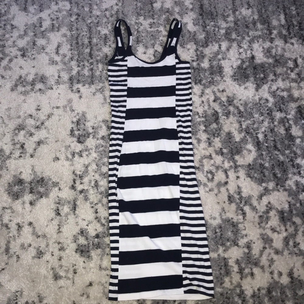 French Connection Navy Blue Stripe Cotton Dress